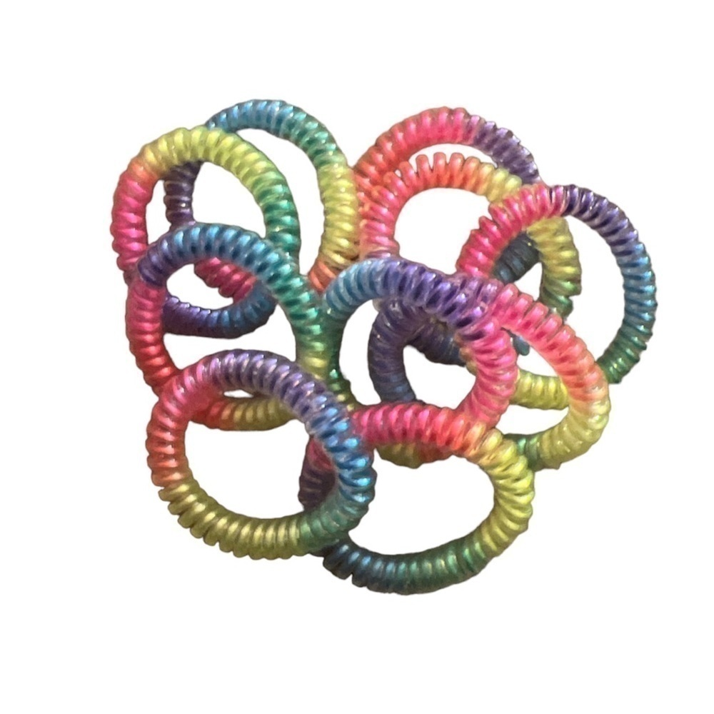 Rainbow curly cord hair ties - set of 10